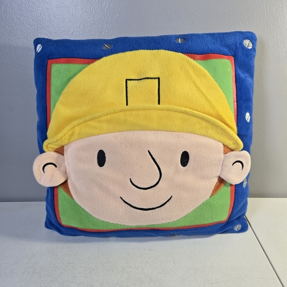 Vtg Bob the Builder Toddler Blanket + 3D Pillow Set - Scoop Can We Fix It EUC - Picture 5 of 9